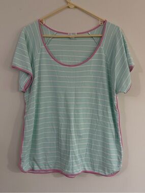 Lake Pajama Top Only Womens XXL Striped Mint Green Stripe Pima Cotton Soft